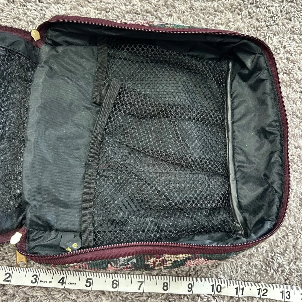 Bay Bags Vintage‎ Floral Tapestry Hanging Toiletry Travel Organizer Burgundy 90s